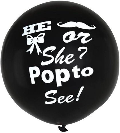 XL Gender Reveal ballon zwart