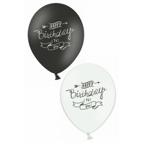 Ballonnen Happy birthday to you zwart-wit