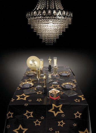 schaamte Staat salami Tafelkleed zwart met gouden sterren, 130x180 cm