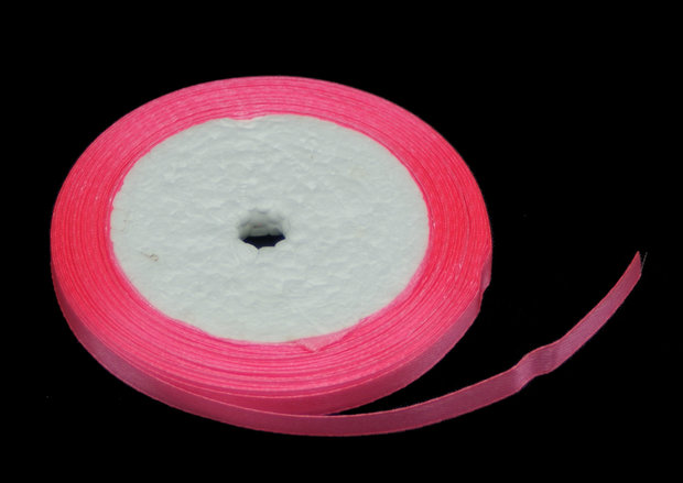 satijn lint fel roze 6 mm