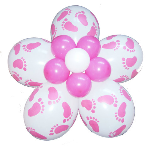 Ballonnen bloem DIY roze babyvoetjes