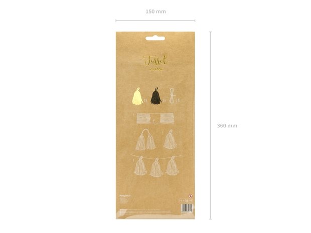 Tassel slinger goud-zwart, 2 meter