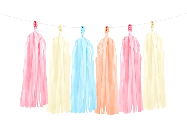 Pastel kleuren tassel slinger