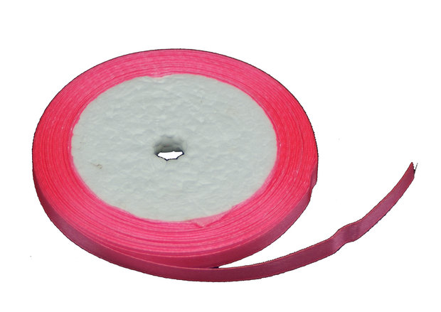 satijn lint fel roze 6 mm