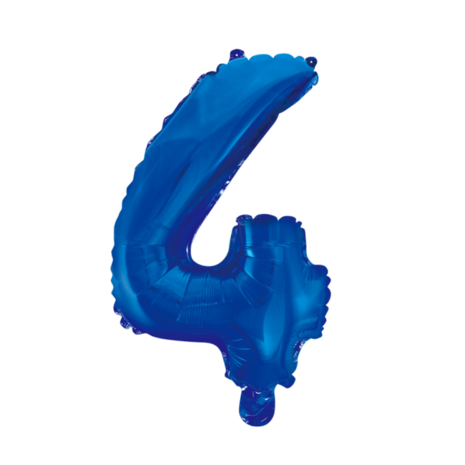 Folieballon cijfer 4 blauw 41 cm