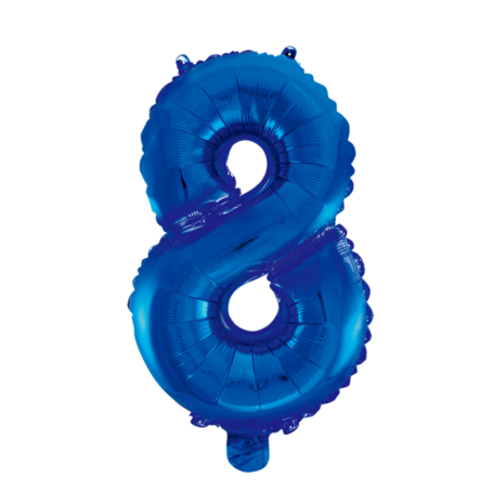 Folieballon cijfer 8 blauw 41 cm