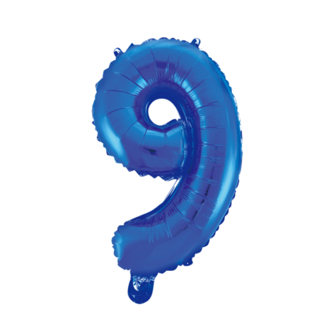 Folieballon cijfer 9 blauw 41 cm
