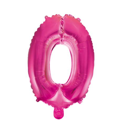 Folieballon cijfer 0 roze / pink / fuchsia 41 cm