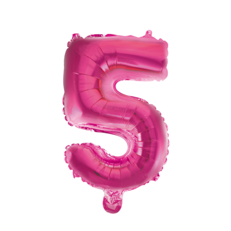 Folieballon cijfer 5 roze / pink / fuchsia 41 cm