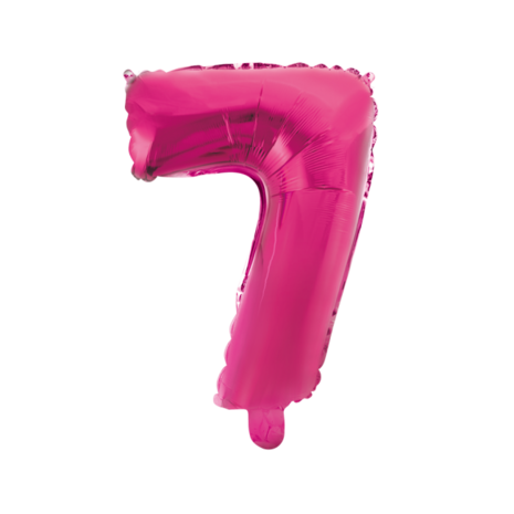 Folieballon cijfer 7 roze / pink / fuchsia 41 cm