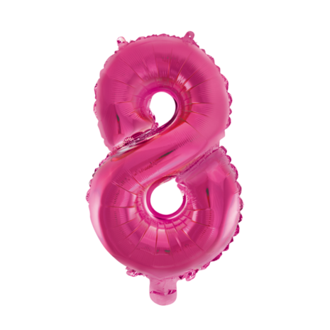 Folieballon cijfer 8 roze / pink / fuchsia 41 cm