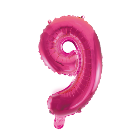 Folieballon cijfer 9 roze / pink / fuchsia 41 cm