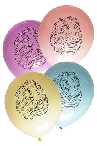 Unicorn ballonnen, 8 stuks