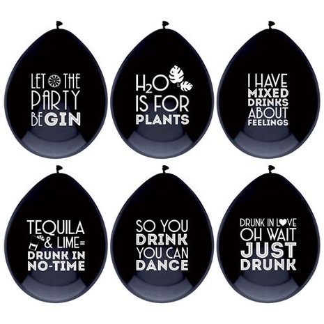 Ballonnen met Drink quotes, 6 stuks