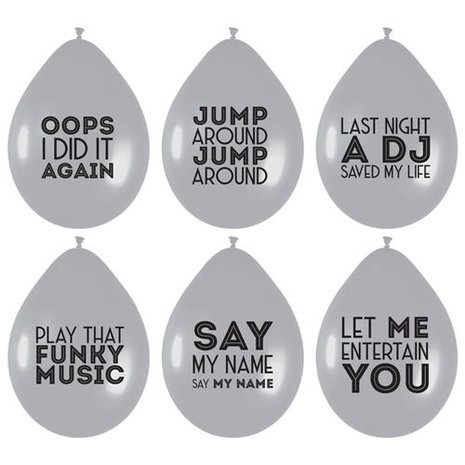 Ballonnen met Song quotes, 6 st