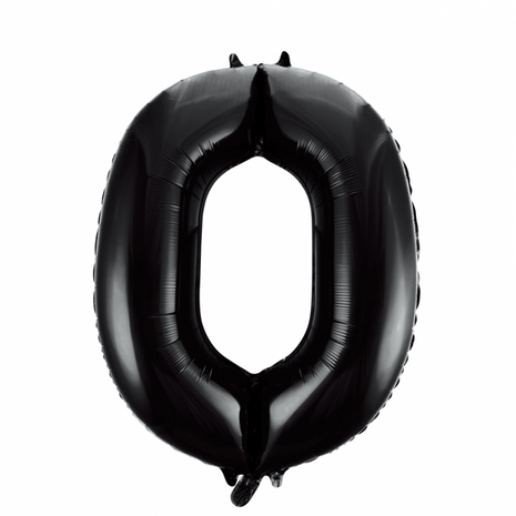 folieballon cijfer 0, zwart, 86 cm / 34 inch