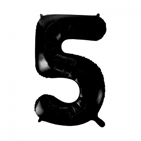 folieballon cijfer 5, zwart, 86 cm / 34 inch