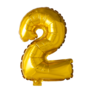 Folieballon cijfer 2, 41 cm goud