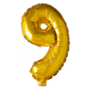 Folieballon cijfer 9, 41 cm goud