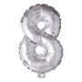 Folieballon cijfer 8, 41 cm zilver
