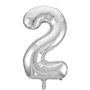 Folieballon cijfer 2 zilver 86 cm