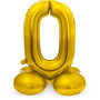 folieballon 0 cijfer met standaard, goud