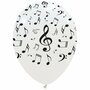 Ballonnen met muzieknoten, zwart-wit, 30 cm, per stuk te koop