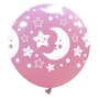 Maan en sterren XL mega ballon roze, 80 cm