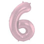 folie cijfer 6 pastel roze, mat metallic 86cm