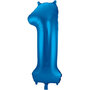 foliecijfer 1 shiny blauw, 86cm