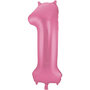 foliecijfer 1 mat roze,  86cm