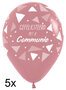 Gefeliciteerd met je Communie ballonnen Rosewood, 5 stuks