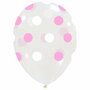 transparante polka dot ballonnen met witte en roze stippen
