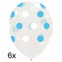 transparante polka dot ballonnen met witte en blauwe stippen, 6 st