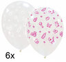 Baby Stuff transparant roze en wit ballonnen, 30 cm