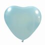 Metallic lichtblauw hartballonnen 38 cm/17 inch