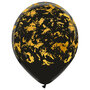 Zwart-goud flakes ballonnen, 30 cm