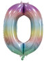 folieballon cijfer 0, pastel rainbow, 86 cm / 34 inch