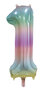 Folieballon cijfer 1, pastel rainbow, 86 cm, 34 inch