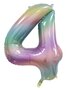 Folieballon cijfer 4, pastel rainbow, 86 cm, 34 inch