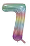 Folieballon cijfer 7, pastel rainbow, 86 cm, 34 inch