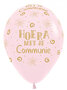Hoera met je Communie ballonnen pastel pink, 5 stuks