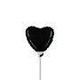 Zwart hartje mini folieballon, 10 cm