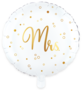 Mrs folieballon wit rond, 18 inch