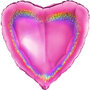 Fuchsia glitter hart folieballon, 45 cm