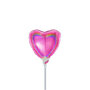 Fuchsia glitter hartje mini folieballon, 10 cm