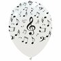 Ballonnen met muzieknootjes bedrukt, 30 cm