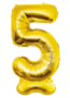 Foliecijfer 5 staand, 150 cm goud