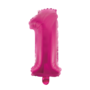 Folieballon cijfer 1 roze / pink / fuchsia 41 cm