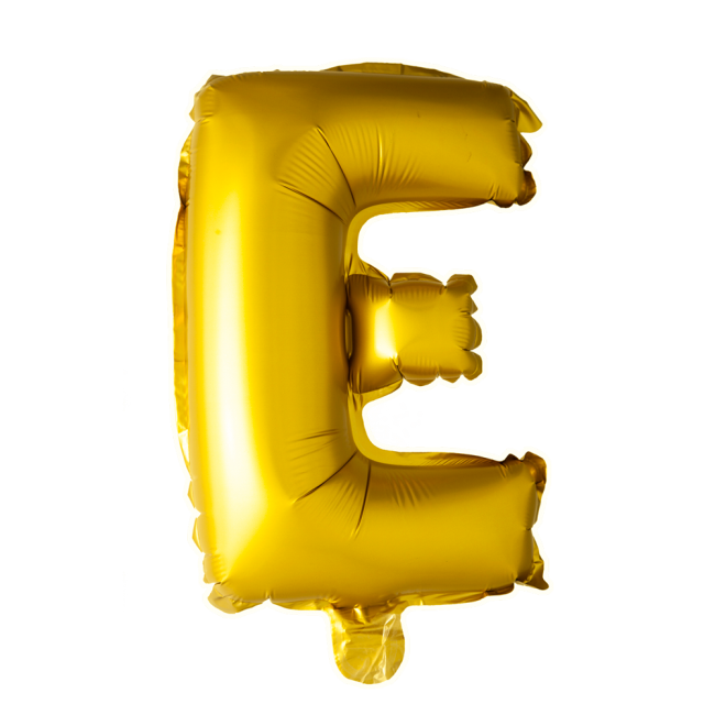 temperen Kinderrijmpjes software Letter folieballon E goud, 41 cm, inclusief rietje
